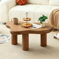 Table basse en bois massif de style nordique en forme de nuage, design irrégulier, ensemble de 2 petites tables à thé pour la décoration de la maison