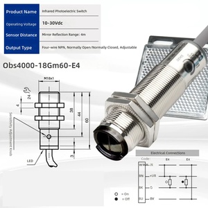 Sensor Fotoeléctrico Retroreflectivo Tipo OBS4000-18GM60-E4, Polarizado, 4m, M18, NPN, Luz/Sumisión, IP67, 10-30V DC, Interruptor Industrial - Product Image 2