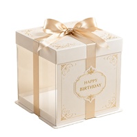 Boîte à gâteau carrée autoportante personnalisable avec fenêtre transparente, emballage en papier portable recyclable, pelliculage mat