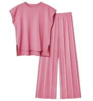 Ensemble décontracté en tricot pour femmes européennes et américaines, veste sans manches en tricot + pantalon large, ensemble deux pièces