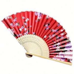 Custom Logo Portable Plastic Hand Fan Eco-Friendly Bamboo Paper Angel Traditional Love Flower Painted DIY Advertising - Product Image 2