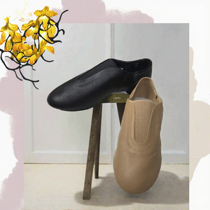 Zapatos de baile de jazz Baifa Dance de cuero genuino, sin cordones, suela plana, panel elástico, calzado de entrenamiento, cuero de alta calidad, MOQ bajo, OEM - Product Image 3