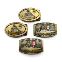 Boucles de ceinture en alliage métallique pour hommes - Logo personnalisé, argent antique, boucle à ardillon de 4 pouces