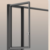 Ventanas Abatibles de Diseño Moderno con Aislamiento Térmico, Doble Vidrio, Estilo Abierto, Marco de Aleación de Aluminio Negro