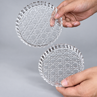 Assiette à dessert en verre gaufré transparent, plateau de service rond en gros pour dattes, noix, bonbons, baklava et délices turcs