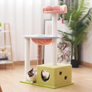 Nhà sản xuất bán buôn thiết kế màu hồng hoa scratcher mèo cây nhà - Product Image 5