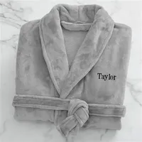 Robe en polaire luxueuse, épaisse et douce, brodée avec logo, pour hommes, spa, hôtel, maison