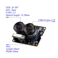 Module de caméra USB Hampo modèle 003-0446-A à double objectif 1080P 30fps WDR 100dB avec capteur 1/3" AR0331&AR0130 et compression MJPG/YUV