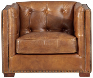 Sillón de Madera Resistente con Tapicería de Cuero, Acolchado Suave y Cómodo, Silla Clásica Elegante para Sala de Estar - Product Image 3