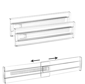 <span class=keywords><strong>Organizer</strong></span> per <span class=keywords><strong>cassetti</strong></span> in plastica trasparente multifunzionale espandibile-Set di divisori regolabili con estremità in schiuma morbida per cucina - Product Image 1