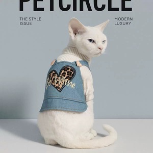 Haustierzubehör Großhandel Herbst Winter Haustierkleidung Kleine Welpen Hundebekleidung Niedliche Herz-Denim-Haustierjacke - Product Image 1