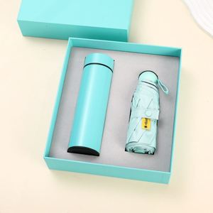 Custom Logo Gift Box Set Stainless Steel Thermostatic Cup Vaccum <b>Flask</b> Tea Coffee Mug Water Bottle <b>with</b> Umbrella for Wedding - Product Image 3