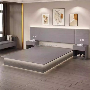 Modern Hotel Bedroom Furniture Set WoodTwin Bed Frame with Upholstered <b>Headboard</b> Nightstand TV Cabinet Wardrobe for 3 Star Hotel - Product Image 4