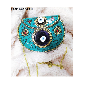 Femmes luxe métal cadre bohème pochette mauvais œil soirée mariée mariage messager sac à main motif géométrique en gros - Product Image 3