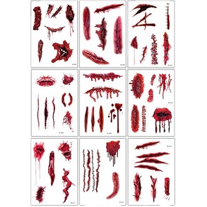 Autocollants de tatouage de cicatrices d'<span class=keywords><strong>horreur</strong></span> d'Halloween, transfert à l'eau, imperméables, maquillage de plaies sanglantes, autocollants de fête - Product Image 5
