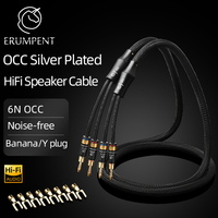 Câble audio pour haut-parleurs ERUMPENT Hifi OCC en cuivre pur plaqué argent et or, connecteur banane/Y, pour utilisation en voiture, CE pour PVC