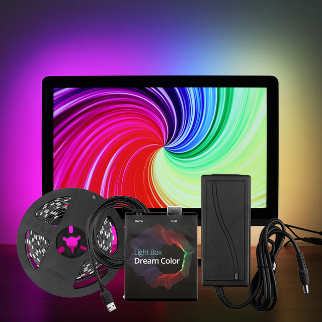 Dreaming Color Smart USB Full Set Led Adhesive Tape HDTV Computer Screen Color Sync DIY Back Light Ambient Strip Kit