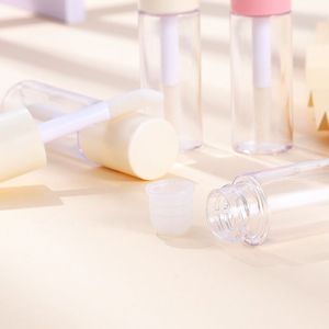 Cylindrical Transparent <b>Lip</b> Gloss Tube 10ml With Large Brush Head Empty Cosmetic Packaging Plastic Material - Product Image 1