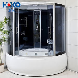 Moderna Cabina Doccia Rotonda di Lusso con Bagno Turco e Sauna in Acrilico Vetro Temperato Telaio in Alluminio e Pannello di Controllo Quadrato - Product Image 6