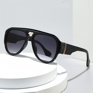 Lunettes de soleil surdimensionnées de style aviateur avec logo personnalisé, monture large vintage 2026, double pont, protection UV400, pour hommes et femmes - Product Image 1