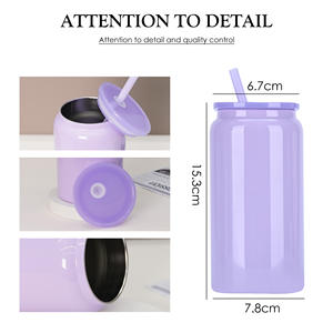 USA Warehouse RTS 16oz 6 Pack Double Wall Insulated <strong>Mason</strong> <strong>Jar</strong> Stainless Steel Sublimation <strong>Tumbler</strong> with Plastic Straw - Product Image 3