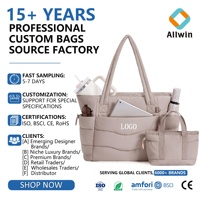 Sac fourre-tout matelassé personnalisé pour le travail et les voyages avec porte-gobelet, 2 pièces/ensemble, compartiment pour ordinateur portable 15,6 pouces, sac fourre-tout matelassé pour femmes