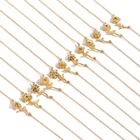 eManco 10PCS Vente en gros de colliers en acier inoxydable avec fleurs de naissance, pendentifs floraux des 12 mois pour revendeurs de bijoux