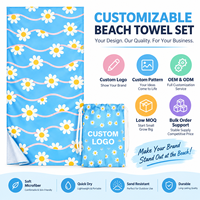 Serviette de plage en microfibre à imprimé floral tropical personnalisé - Sans sable, séchage rapide, portable, absorbante pour adultes et enfants