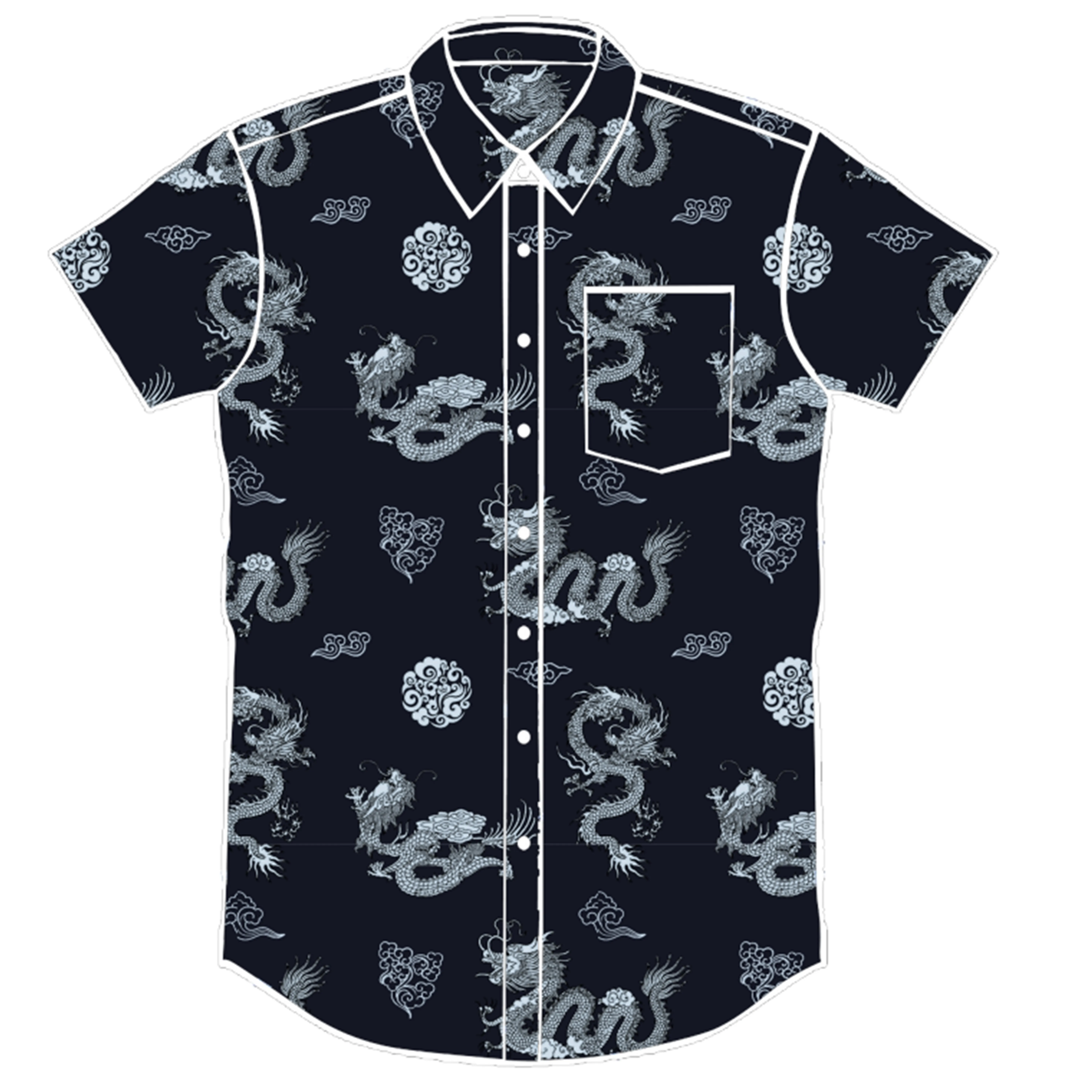 Mens मुद्रित शर्ट, ड्रैगन प्रिंट, चीनी शैली मुद्रित शर्ट