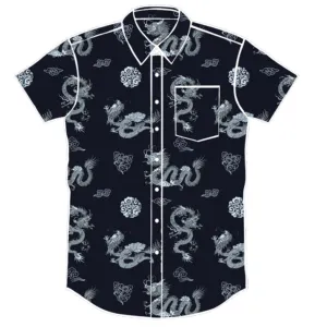 Chemise imprimée pour hommes, chemise avec imprimé de dragon, chemise imprimée de style chinois