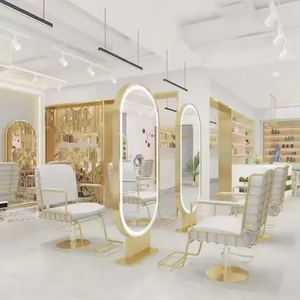 Miroir de coiffure professionnel double face doré pour salon de coiffure, design moderne pour centre commercial, atelier - Product Image 4