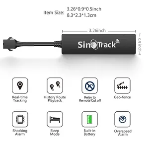 SinoTrack नींद मोड जीएसएम जीपीएस Gprs 901A एसीसी इग्निशन का पता लगाने के साथ सिम मिनी ट्रैकिंग प्रणाली