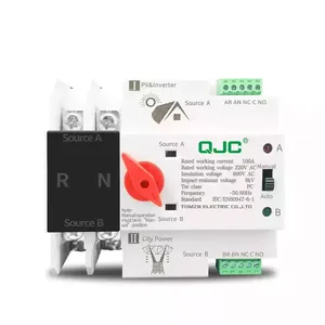 QJC 2P Single Phase Din Rail ATS For PV And Inverter Dual Power Automatic Transfer Selector Switches Uninterrupted