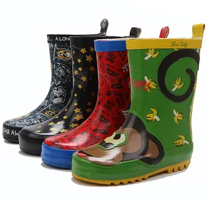 Baumwolle Low Cut Bedruckte Regens tiefel Natur Matt Gummi Kinder Kinder für Jungen PVC Wasserdicht Anpassen Unisex Half Boot CN;ZHE