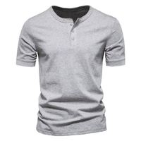 Kaos Pria Slim Fit Kerah Bulat Berpinggiran Lengkung Berkualitas Tinggi Lengan Pendek Logo Kustom Polos