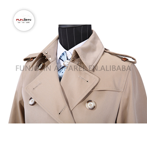 Primavera Oficina caqui clásico uniformes largos Turn-Down Collar diseño doble botonadura gabardina para mujeres damas - Product Image 6