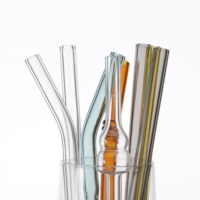 Pailles en verre réutilisables à boire à haute teneur en borosilicate résistant à la chaleur Design multicolore créatif pour accessoires de bar