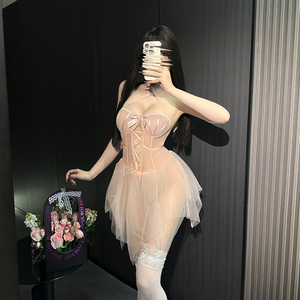 Tek boyutlu seks itiraz gecelik netleştirme Frenum dantel dekorasyon işık kontrol seviyesi sutyen pedi içi boş perspektif kayma içerir - Product Image 5