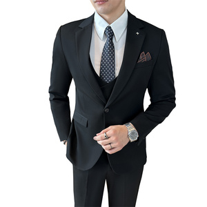ชุดสูทผู้ชายสไตล์อิตาลีคุณภาพสูง ไซส์ใหญ่ 3 ชิ้น ผ้ากันยับ เสื้อสูทกระดุมแถวเดียว <span class=keywords><strong>กางเกง</strong></span>ติดกระดุม ทรงธุรกิจ - Product Image 2