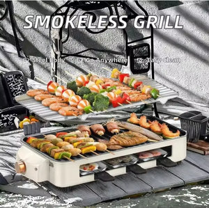 <b>Electric</b> Smokeless Grill Pan Removable Non-Stick Aluminum Baking Plate 1500W 10x16inch Temperature Control Outdoor RV Household - Product Image 2