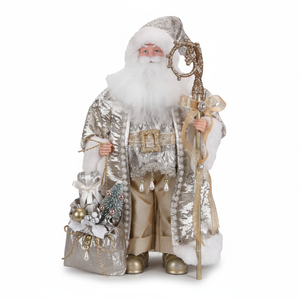 Nouvelle figurine de Noël Père Noël sur pied, style nordique, pour la famille, thème champagne - Product Image 3