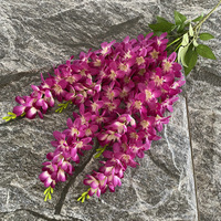 Bunga Wisteria Buatan 69cm Lima Cabang Anggrek Thailand Hiasan Dinding untuk Dekorasi Pernikahan