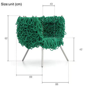 Fabric <b>Easy</b> <b>Chair</b> with Armrests Tubular Stainless Steel Frame Acrylic Rope Wrapping Armchair for Hotel Furniture Home Use - Product Image 6