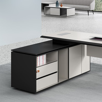 Bureau de direction en bois de luxe sur mesure d'usine, table de bureau bicolore, armoire latérale mobile, rails de tiroir silencieux, ergonomique