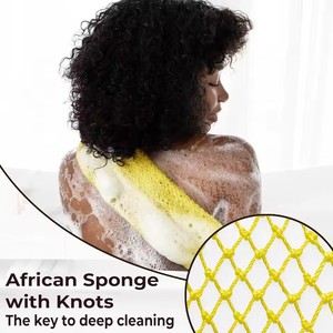 <span class=keywords><strong>Éponge</strong></span> de bain exfoliante authentique en filet africain OEM avec nœuds et cordes, gant de toilette exfoliant pour le dos - Product Image 2