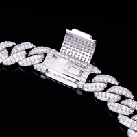 Bracelet gourmette cubaine en argent sterling 925 avec moissanite, chaîne à maillons entièrement sertie de diamants de 8 mm, 7 pouces, bijoux fins, idéal pour un cadeau, vente en gros