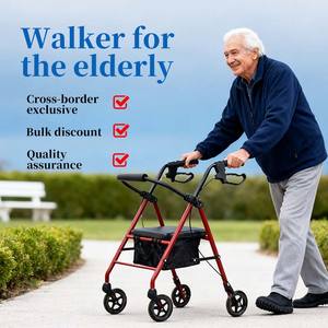 軽量折りたたみ式高齢者ウォーカーシート付きポータブルモビリティエイド収納バスケット付き高齢者ショッピング & ウォーキング - Product Image 6