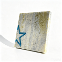 Plaque de récompense en marbre veiné de jade carré, sculptée, avec motif Feng Shui et étoile bleue en relief, gravure laser personnalisée, trophée d'autorisation commerciale