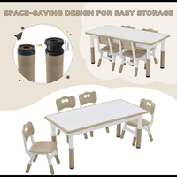Bureau pour tout-petits réglable en hauteur avec 4 sièges, bureau moderne avec motif graffiti, ensemble table et chaise pour enfants pour l'école