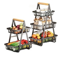 Panier de rangement multifonctionnel en métal pour fruits et légumes, type sur pied, non pliable, rectangulaire, pour cuisine